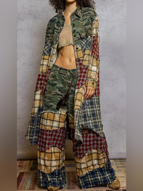 POL Pants - NEW POL Duster Jacket: “The Lana “Camo Plaid